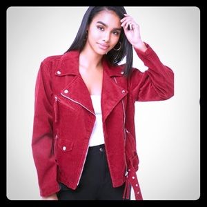 Forever 21 burgundy corduroy Moto jacket